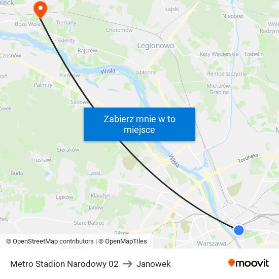 Metro Stadion Narodowy 02 to Janowek map