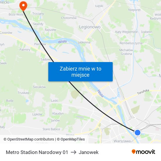 Metro Stadion Narodowy 01 to Janowek map