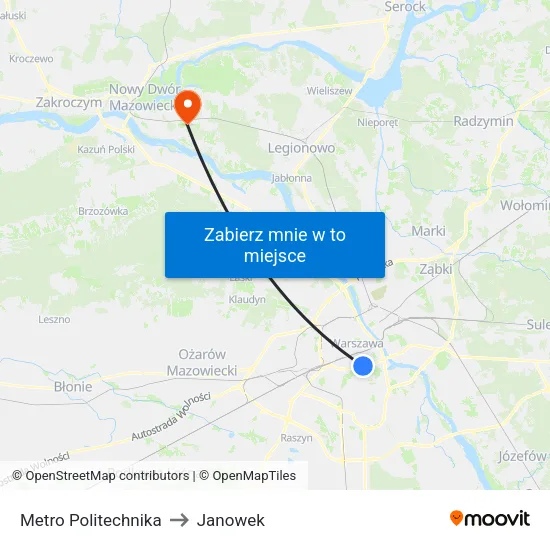 Metro Politechnika to Janowek map