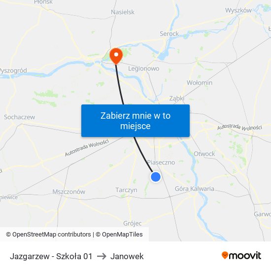 Jazgarzew - Szkoła 01 to Janowek map