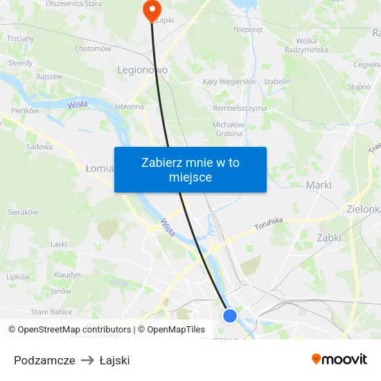 Podzamcze to Łajski map