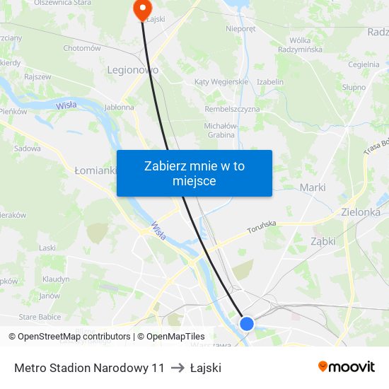 Metro Stadion Narodowy 11 to Łajski map