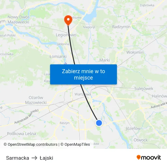 Sarmacka to Łajski map
