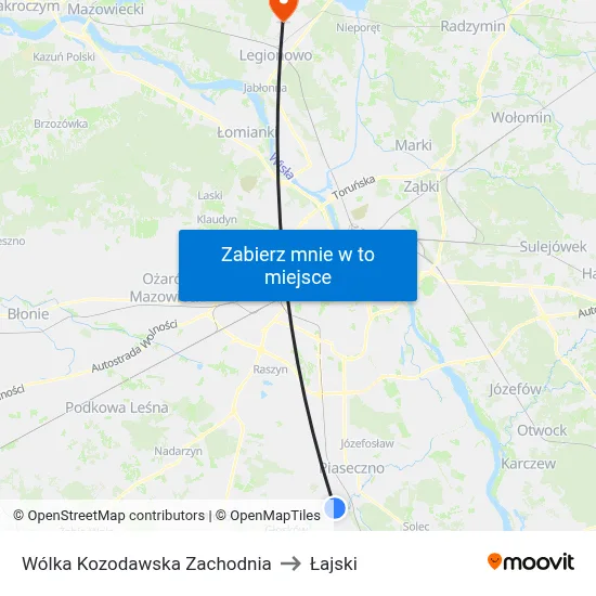 Wólka Kozodawska Zachodnia to Łajski map