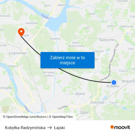 Kobyłka Radzymińska to Łajski map
