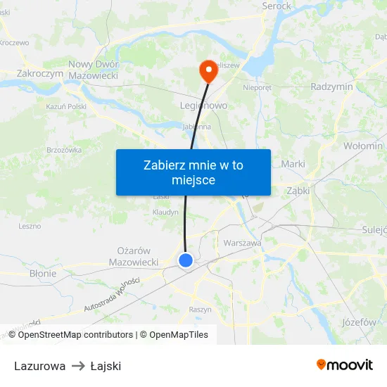 Lazurowa to Łajski map
