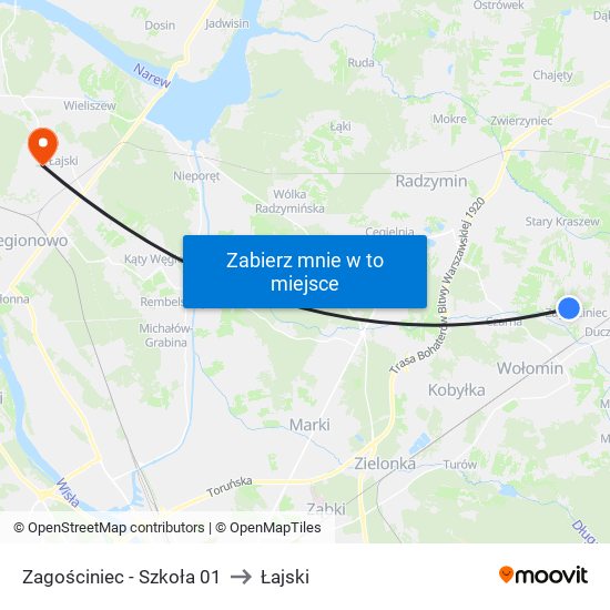 Zagościniec - Szkoła 01 to Łajski map