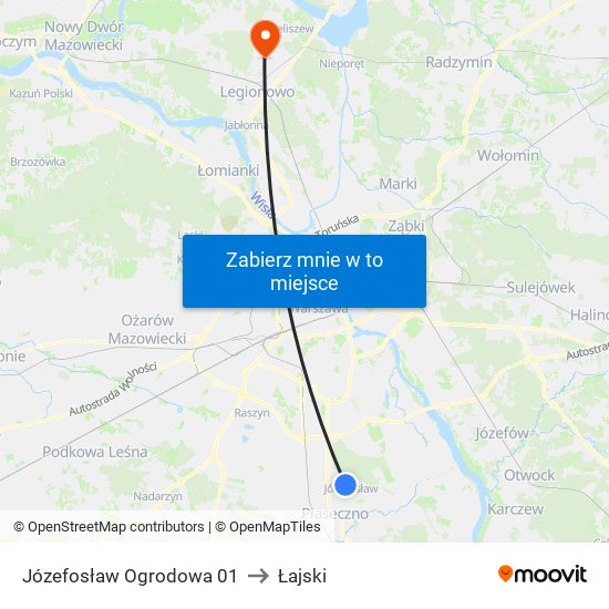 Józefosław Ogrodowa 01 to Łajski map