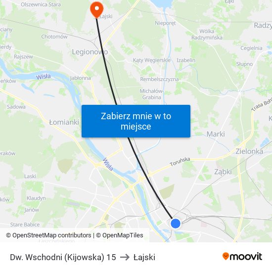 Dw. Wschodni (Kijowska) to Łajski map