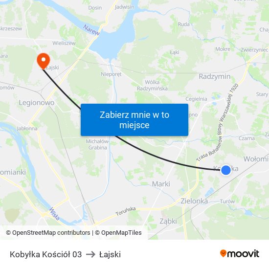 Kobyłka Kościół 03 to Łajski map