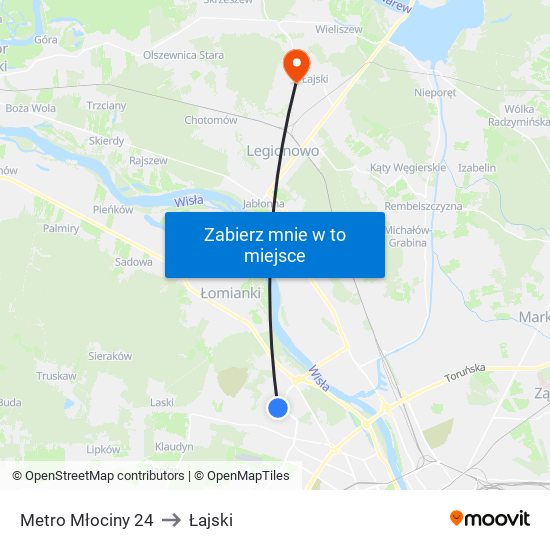 Metro Młociny 24 to Łajski map