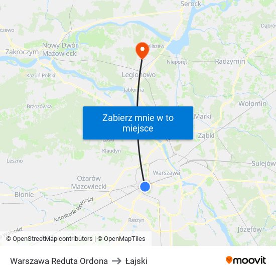 Warszawa Reduta Ordona to Łajski map