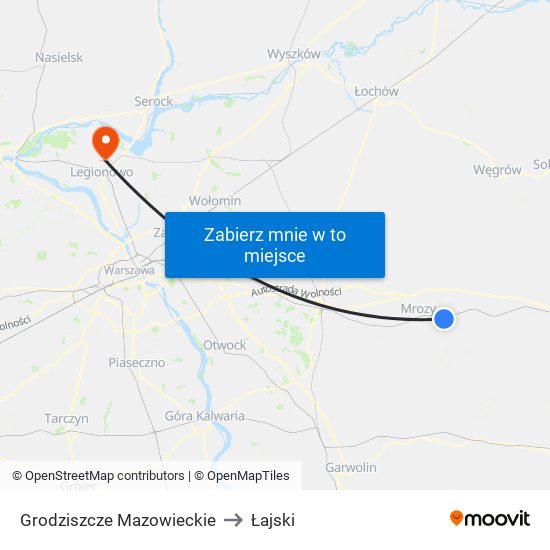 Grodziszcze Mazowieckie to Łajski map