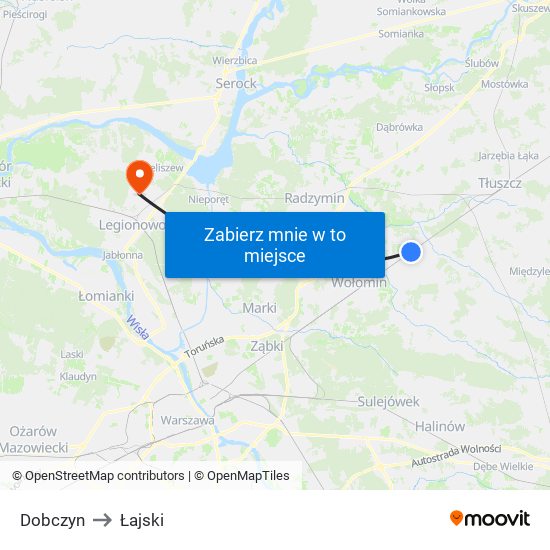 Dobczyn to Łajski map