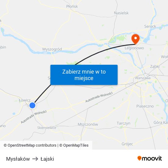 Mysłaków to Łajski map