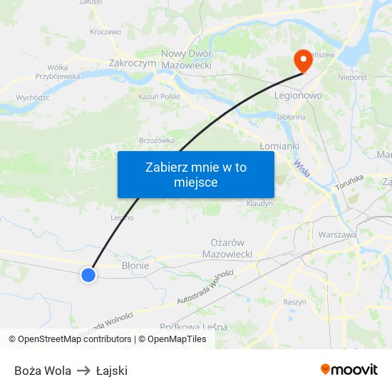 Boża Wola to Łajski map