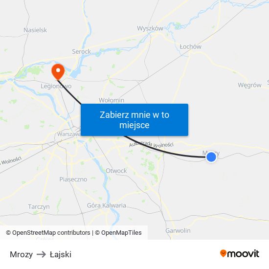 Mrozy to Łajski map