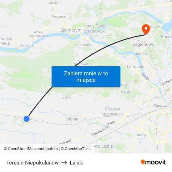 Teresin-Niepokalanów to Łajski map