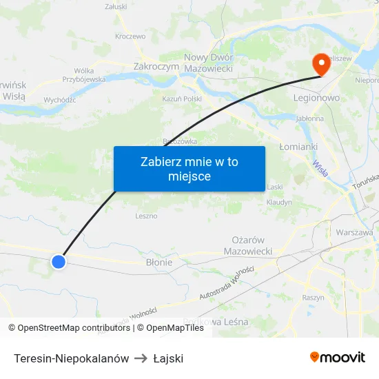 Teresin-Niepokalanów to Łajski map
