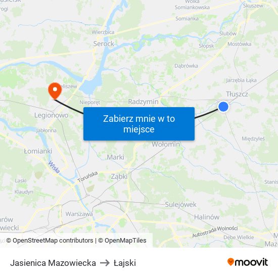 Jasienica Mazowiecka to Łajski map