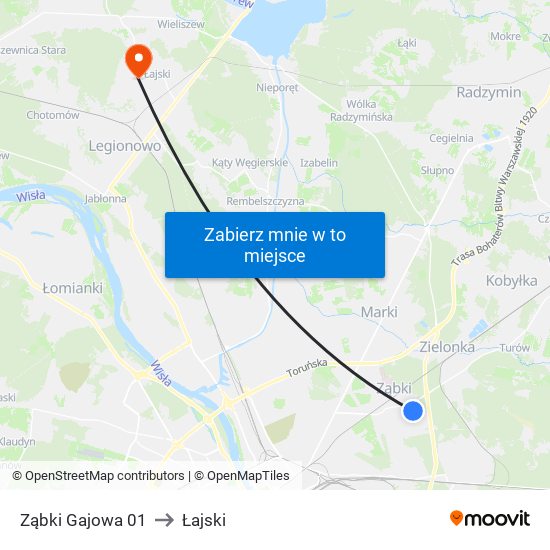 Ząbki Gajowa 01 to Łajski map