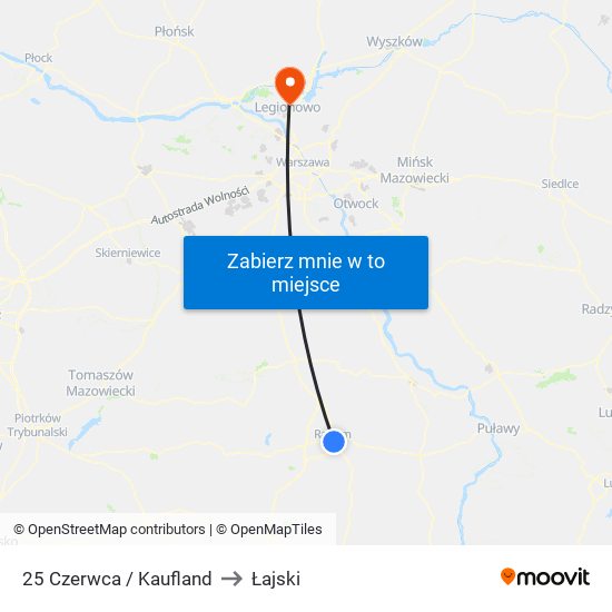 25 Czerwca / Kaufland to Łajski map