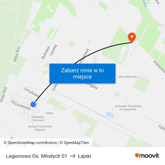 Legionowo Os. Młodych 01 to Łajski map