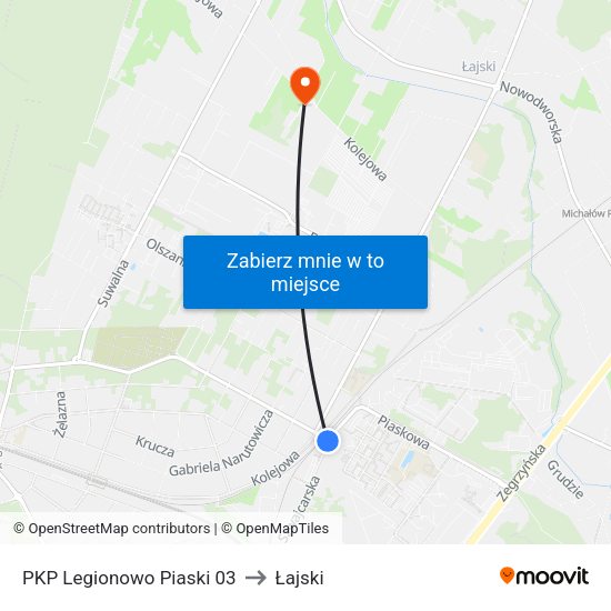 PKP Legionowo Piaski 03 to Łajski map