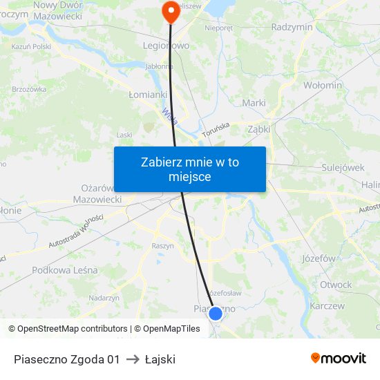 Piaseczno Zgoda 01 to Łajski map