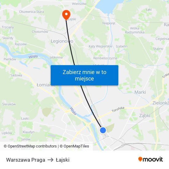 Warszawa Praga to Łajski map