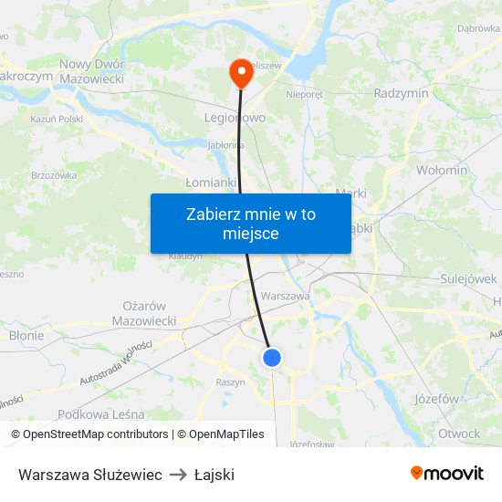 Warszawa Służewiec to Łajski map