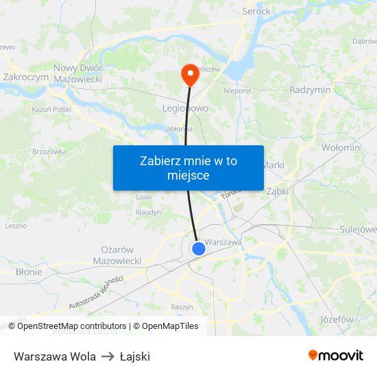 Warszawa Wola to Łajski map