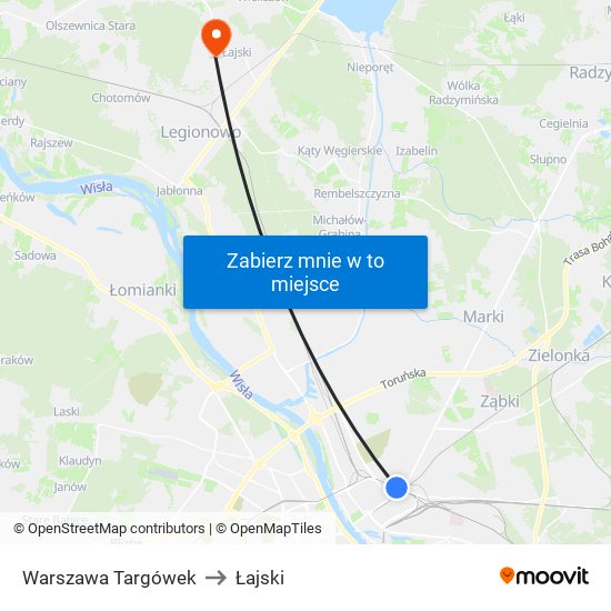 Warszawa Targówek to Łajski map