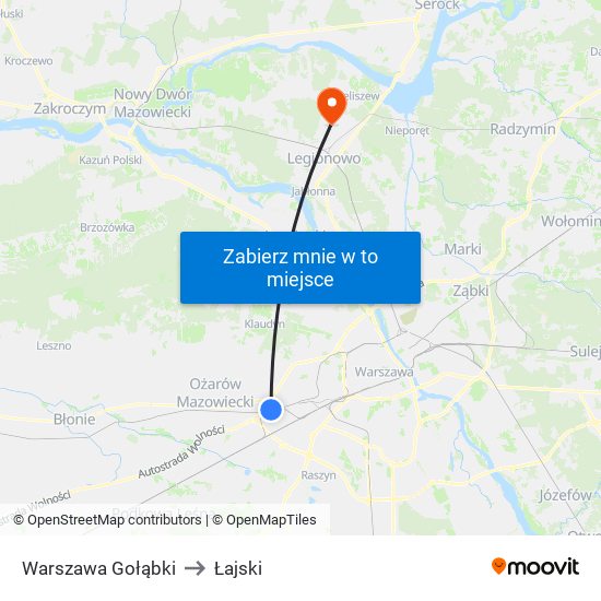 Warszawa Gołąbki to Łajski map