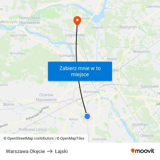 Warszawa Okęcie to Łajski map