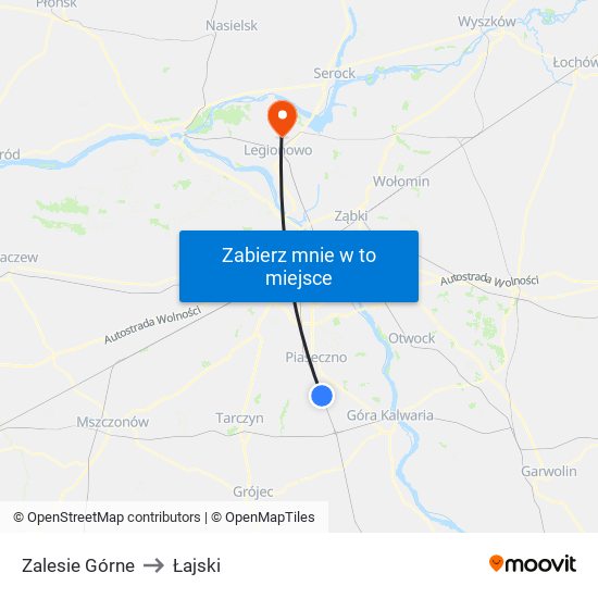 Zalesie Górne to Łajski map