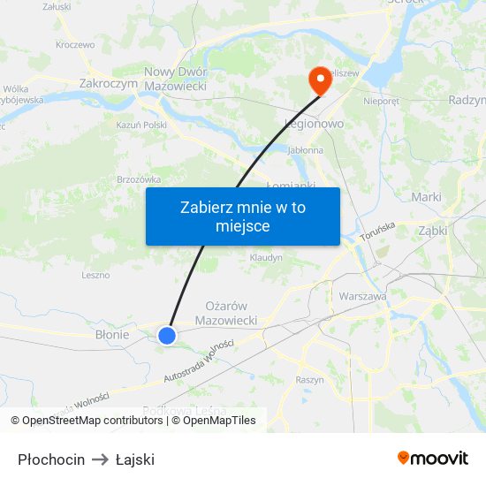 Płochocin to Łajski map