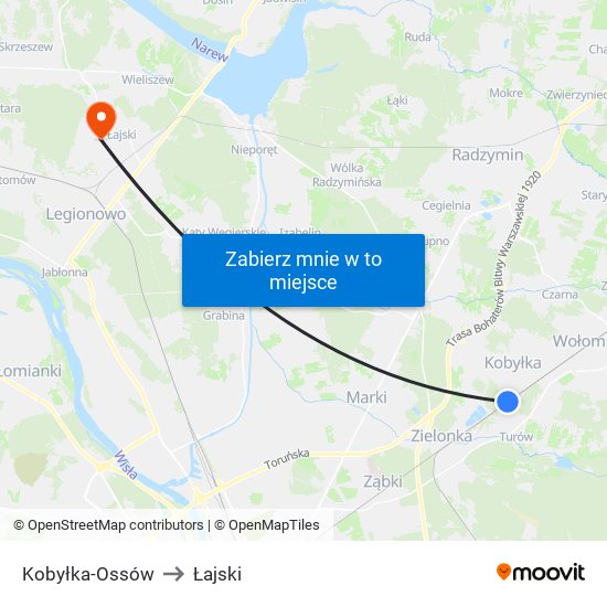 Kobyłka-Ossów to Łajski map