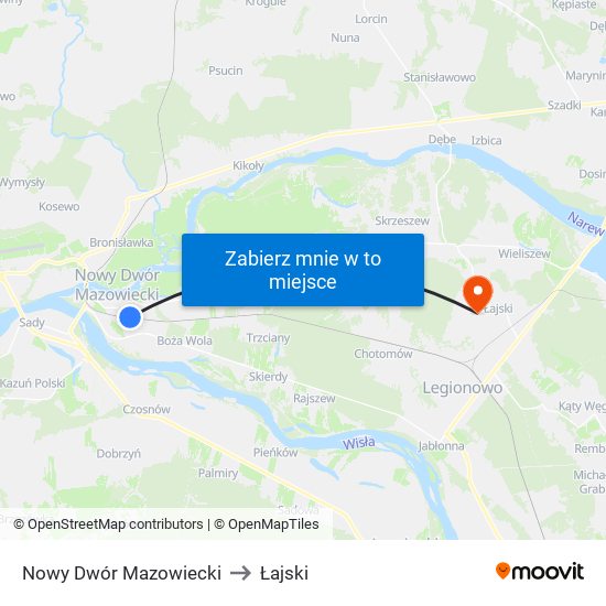 Nowy Dwór Mazowiecki to Łajski map