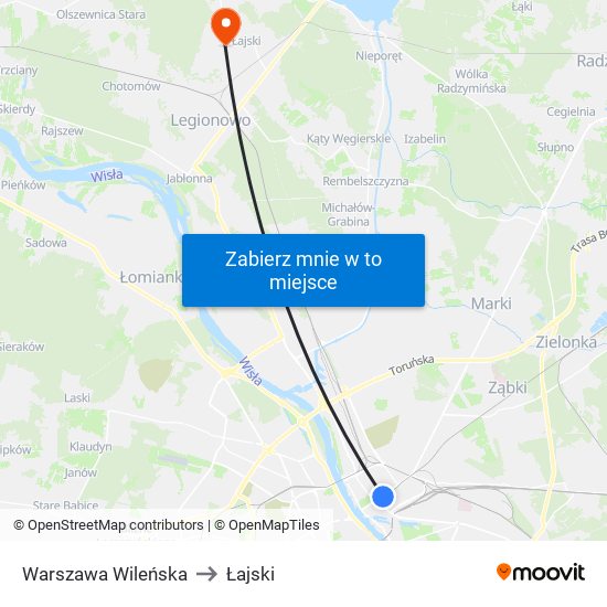 Warszawa Wileńska to Łajski map