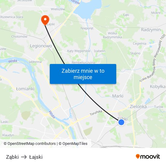 Ząbki to Łajski map