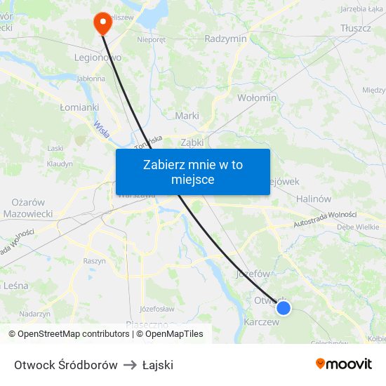 Otwock Śródborów to Łajski map