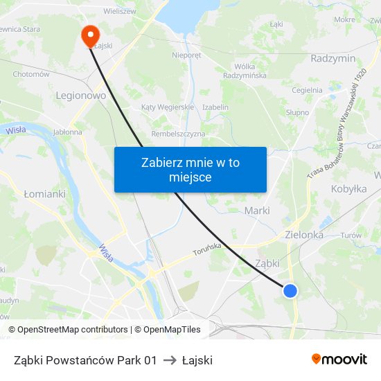 Ząbki Powstańców Park 01 to Łajski map