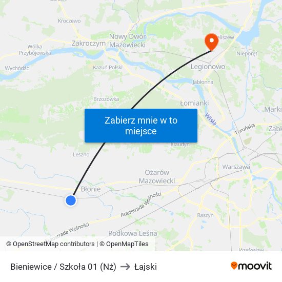 Bieniewice / Szkoła to Łajski map