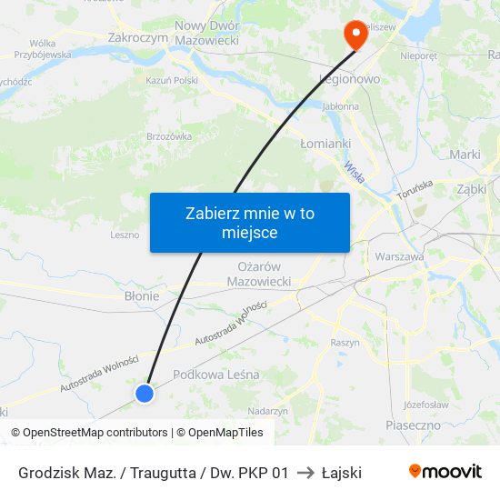 Grodzisk Maz. / Traugutta / Dw. PKP 01 to Łajski map