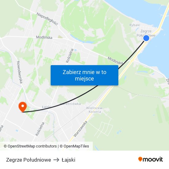 Zegrze Południowe to Łajski map