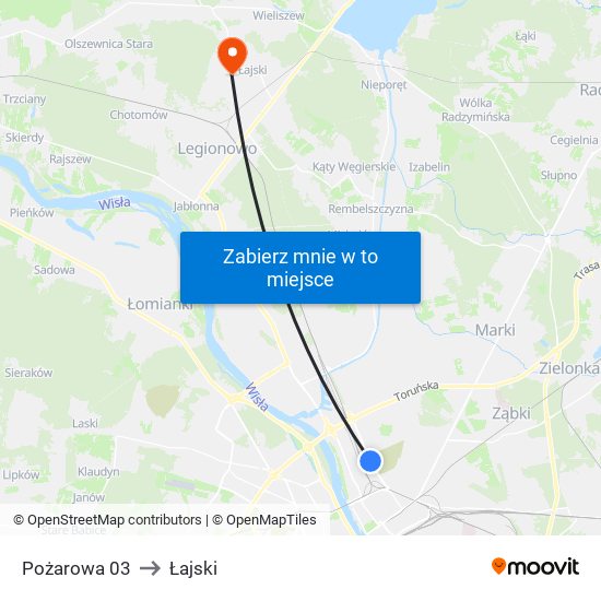 Pożarowa to Łajski map