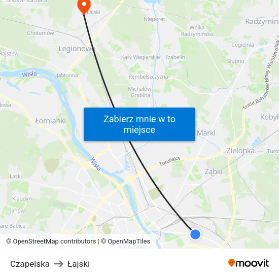 Czapelska to Łajski map