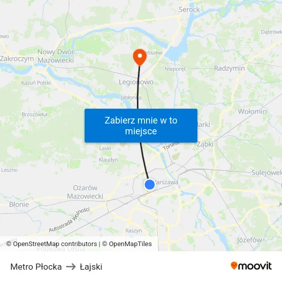 Metro Płocka to Łajski map