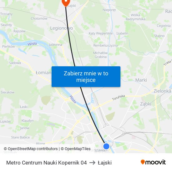 Metro Centrum Nauki Kopernik 04 to Łajski map